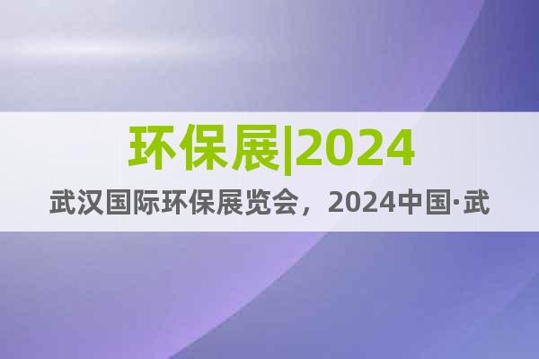 2024年武汉环保博览会(武汉环博会)