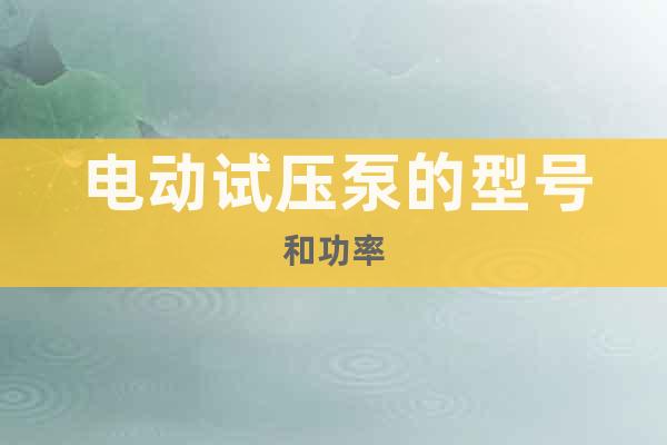電動試壓泵的型號和功率