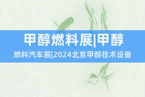 甲醇燃料展|甲醇燃料汽车展|2024北京甲醇技术设备展览会