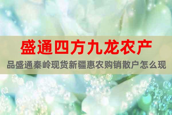 盛通四方九龍農產品盛通秦嶺現(xiàn)貨新疆惠農購銷散戶怎么現(xiàn)貨