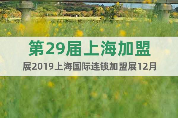 第29屆上海加盟展2019上海國際連鎖加盟展12月