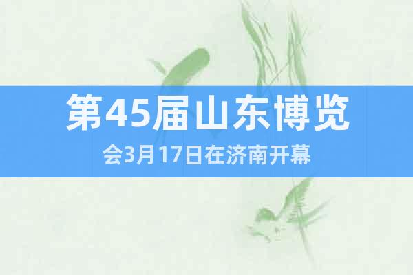 第45届山东博览会3月17日在济南开幕