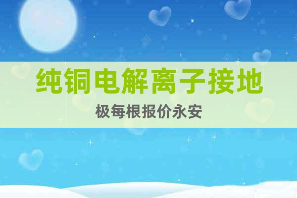 純銅電解離子接地極每根報價永安