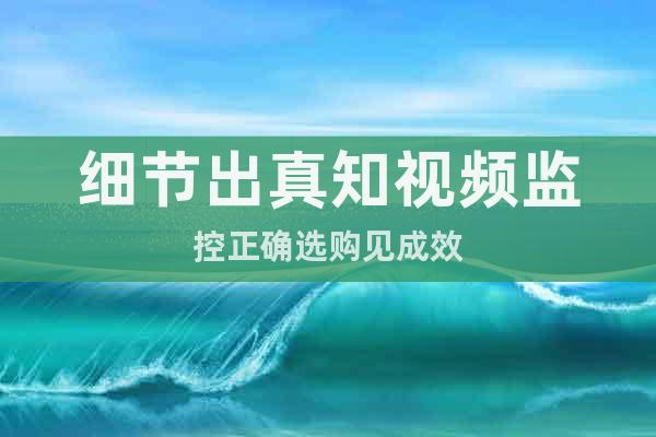 細(xì)節(jié)出真知視頻監(jiān)控正確選購(gòu)見(jiàn)成效