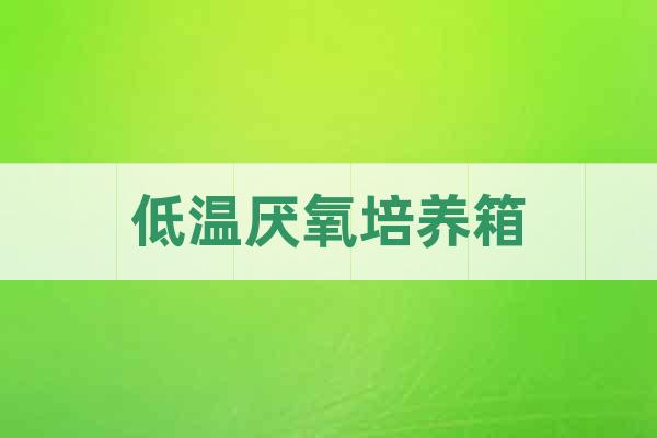 低溫厭氧培養(yǎng)箱