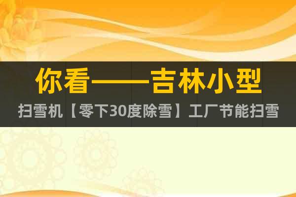 你看——吉林小型掃雪機(jī)【零下30度除雪】工廠節(jié)能掃雪機(jī)