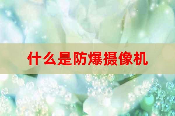 什么是防爆攝像機