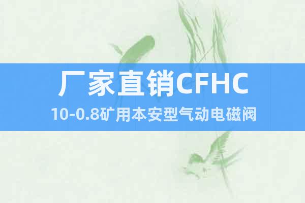 廠家直銷CFHC10-0.8礦用本安型氣動電磁閥