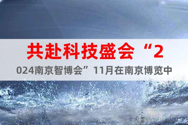共赴科技盛會(huì)“2024南京智博會(huì)”11月在南京博覽中心召開