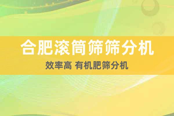合肥滾筒篩篩分機(jī)效率高 有機(jī)肥篩分機(jī)