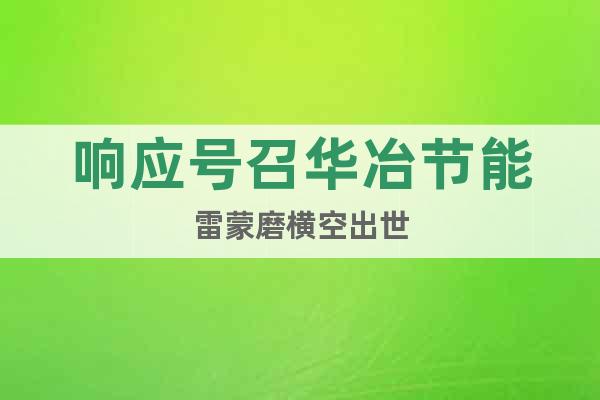 響應(yīng)號召華冶節(jié)能雷蒙磨橫空出世