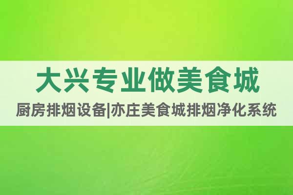 大興專業(yè)做美食城廚房排煙設(shè)備|亦莊美食城排煙凈化系統(tǒng)