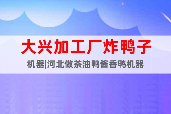 大興加工廠炸鴨子機器|河北做茶油鴨醬香鴨機器