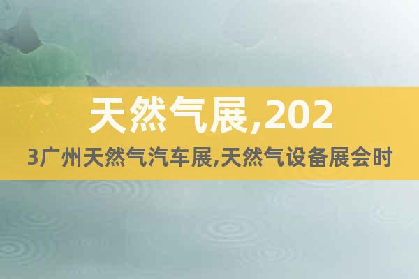 天然气展,2023广州天然气汽车展,天然气设备展会时间