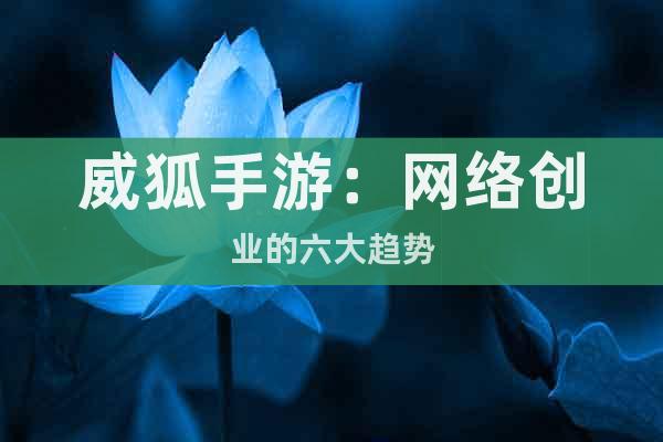 威狐手游：網(wǎng)絡(luò)創(chuàng)業(yè)的六大趨勢(shì)