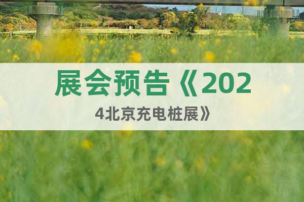 展會預(yù)告《2024北京充電樁展》