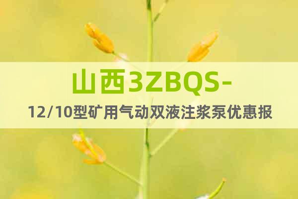 山西3ZBQS-12/10型礦用氣動雙液注漿泵優(yōu)惠報價