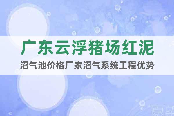 广东云浮猪场红泥沼气池价格厂家沼气系统工程优势