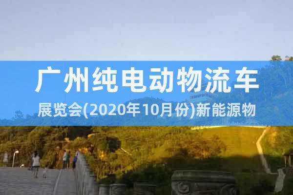 廣州純電動(dòng)物流車展覽會(huì)(2020年10月份)新能源物流車展