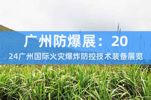 广州防爆展：2024广州国际火灾爆炸防控技术装备展览会