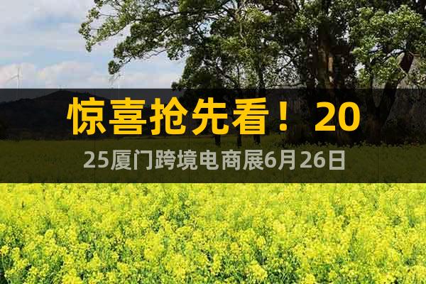 驚喜搶先看！2025廈門跨境電商展6月26日