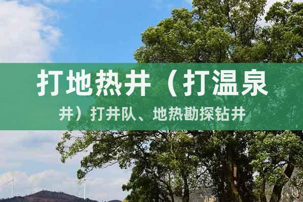 打地?zé)峋ù驕厝┐蚓?、地?zé)峥碧姐@井