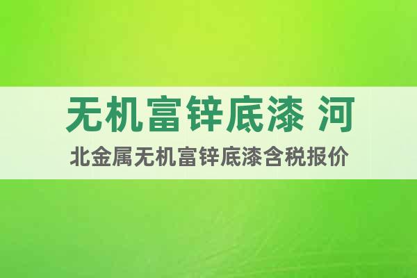 無(wú)機(jī)富鋅底漆 河北金屬無(wú)機(jī)富鋅底漆含稅報(bào)價(jià)