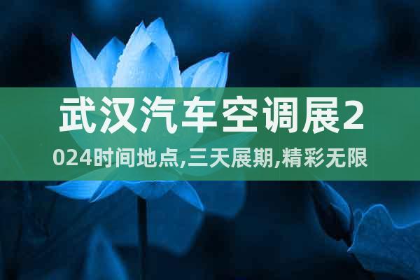 武漢汽車空調(diào)展2024時(shí)間地點(diǎn),三天展期,精彩無限