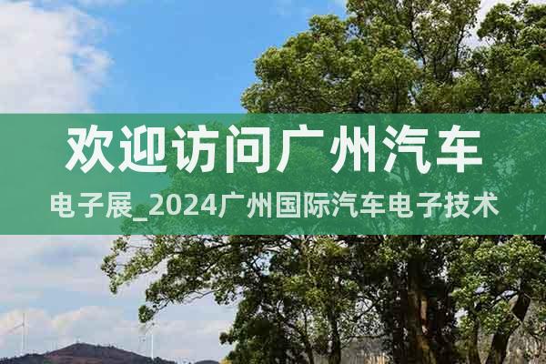 歡迎訪問廣州汽車電子展_2024廣州國際汽車電子技術(shù)展覽會