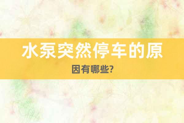 水泵突然停車的原因有哪些?