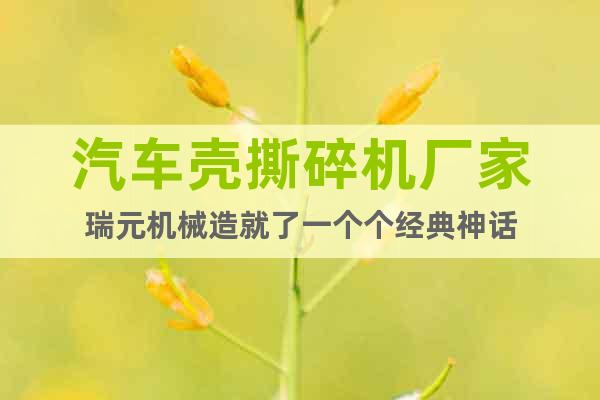 汽車殼撕碎機廠家瑞元機械造就了一個個經(jīng)典神話