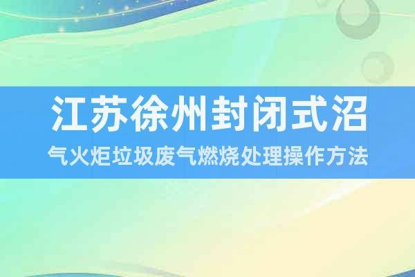江蘇徐州封閉式沼氣火炬垃圾廢氣燃燒處理操作方法