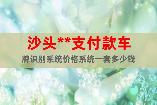 沙頭**支付款車牌識別系統價格系統一套多少錢
