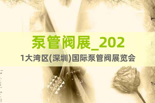 泵管閥展_2021大灣區(qū)(深圳)國際泵管閥展覽會