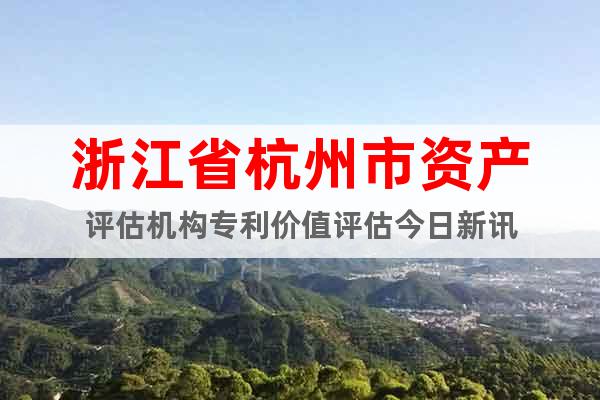 浙江省杭州市资产评估机构专利价值评估今日新讯