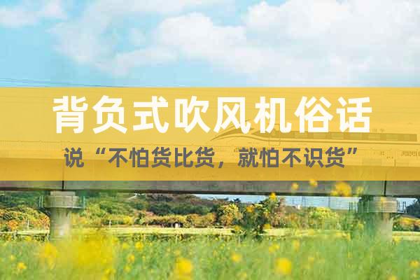 背負式吹風機俗話說“不怕貨比貨，就怕不識貨”