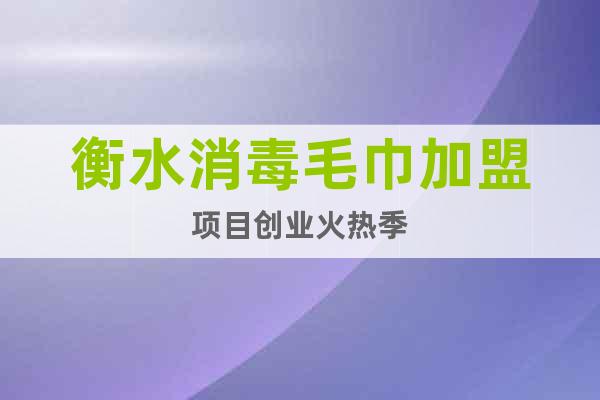 衡水消毒毛巾加盟項(xiàng)目創(chuàng)業(yè)火熱季