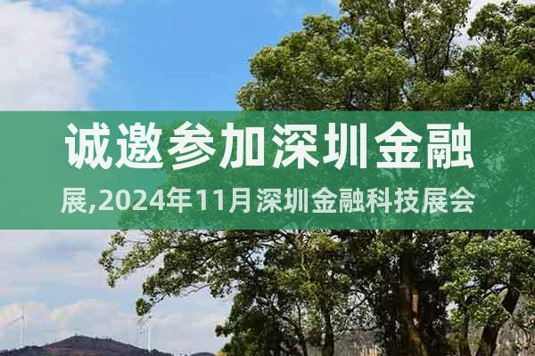 誠(chéng)邀參加深圳金融展,2024年11月深圳金融科技展會(huì)