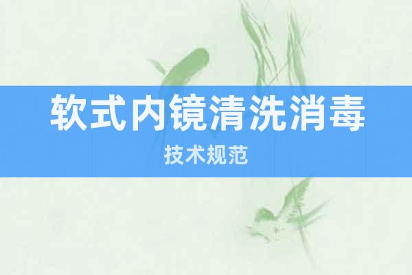 軟式內(nèi)鏡清洗消毒技術(shù)規(guī)范