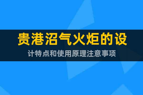貴港沼氣火炬的設(shè)計(jì)特點(diǎn)和使用原理注意事項(xiàng)