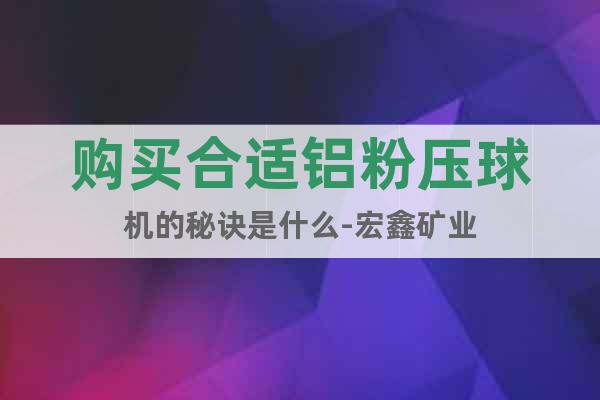 購買合適鋁粉壓球機(jī)的秘訣是什么-宏鑫礦業(yè)