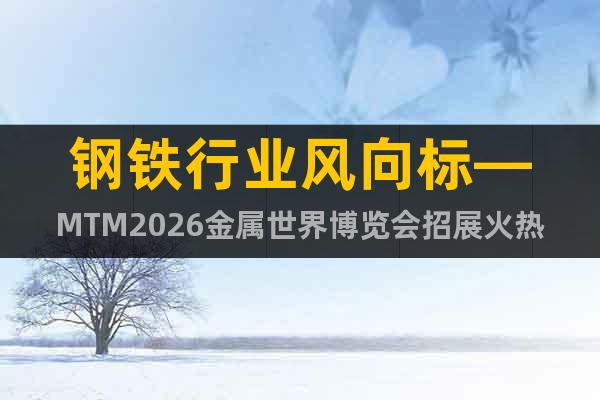 钢铁行业风向标—MTM2026金属世界博览会招展火热进行中!
