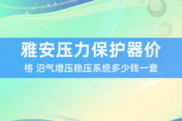 雅安壓力保護(hù)器價格 沼氣增壓穩(wěn)壓系統(tǒng)多少錢一套