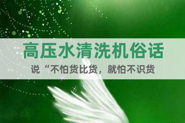 高壓水清洗機(jī)俗話說“不怕貨比貨，就怕不識貨