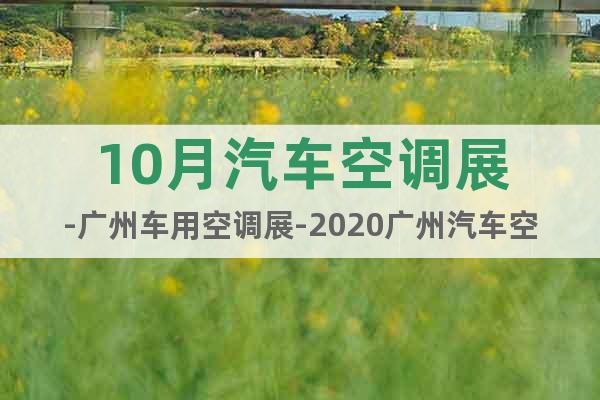 10月汽车空调展-广州车用空调展-2020广州汽车空调展览会