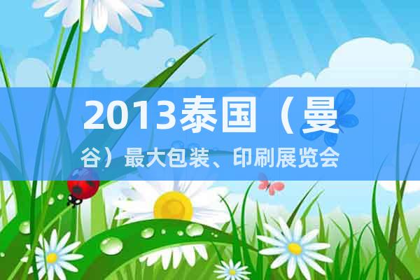 2013泰國(guó)（曼谷）最大包裝、印刷展覽會(huì)