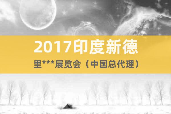 2017印度新德里***展覽會(huì)（中國(guó)總代理）