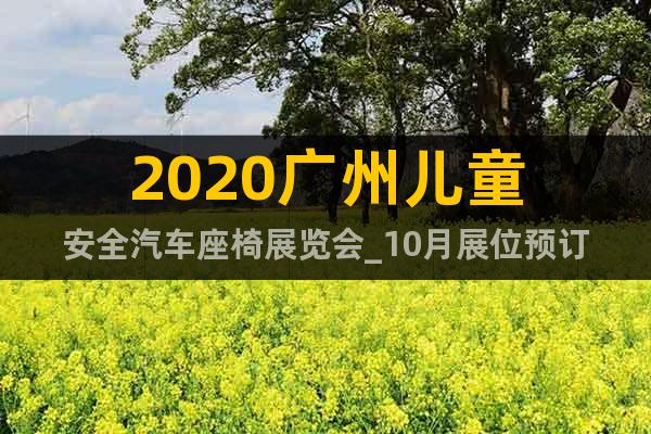 2020广州儿童安全汽车座椅展览会_10月展位预订