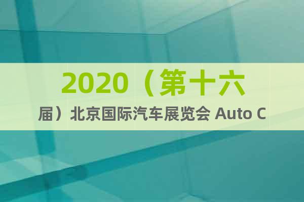2020（第十六届）北京国际汽车展览会 Auto China