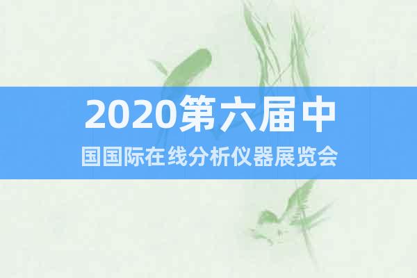 2020第六届中国国际在线分析仪器展览会